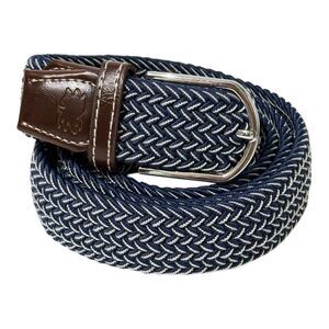 Roostas The Ponte Vedra Two Toned Woven Stretch Belt Navy Blue White Golf Large